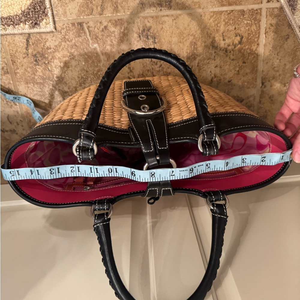 Coach Vintage Wicker Basket Purse with Black Leather Accents - Picture 9 of 9